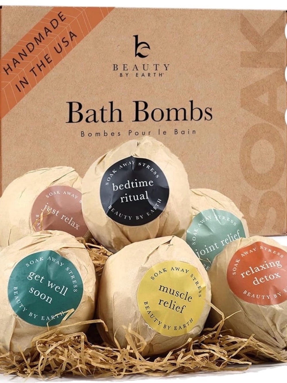 Beauty By Earth Bath Bombs Gift Box - Natural Brown